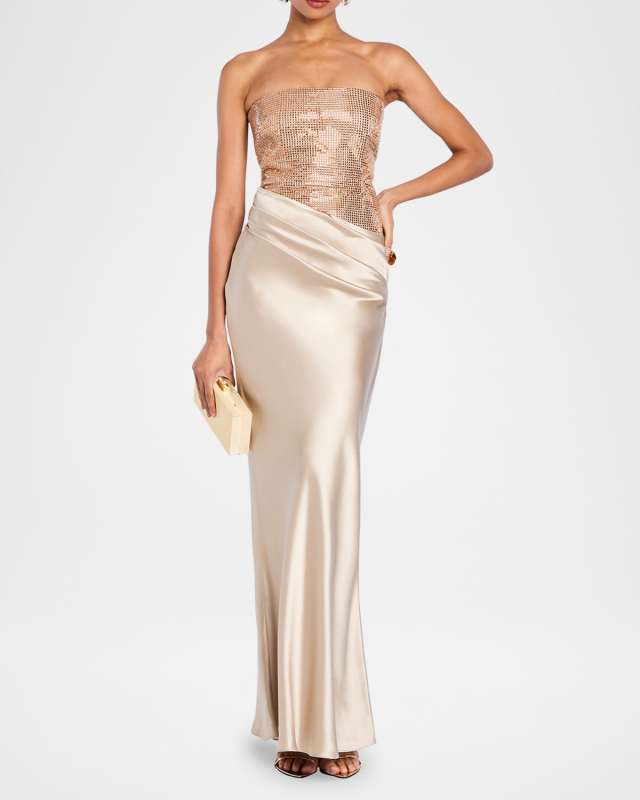 Alexandra Strapless Sequin Draped Dress